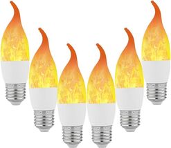 Lpraer 6 Pack E26 LED Flame Effect Light Bulbs 3 Modes Flickering Flame Tip - $45.35