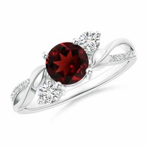 ANGARA Garnet and Diamond Twisted Vine Ring for Women, Girls in 14K Solid Gold - £1,131.82 GBP