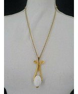 GOLD COLORED CHAIN NECKLACE UNIQUE GOLD &amp; WHITE COLORED PENDANT FASHION ... - £15.78 GBP