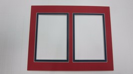 Picture Framing Mat 8x10 for two 4x6 photos Red and Black SET OF 6 - £19.18 GBP