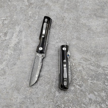Handmade Damascus Folding Pocket Knife Wood Handle 76 Layers Hunting Outdoor - £38.44 GBP