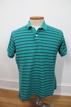 Vtg LL Bean L Double L Teal Green Red Stripe Pique Cotton Polo Shirt 2511 - £17.43 GBP