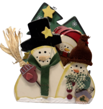 Christmas Snowman Vintage Wooden Coaster Set (6) Handpainted Holiday Decor - $15.95