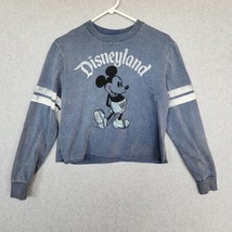Disneyland Resort Sweatshirt XS Blue Mickey Mouse Women&#39;s Long Sleeves Cropped - £12.36 GBP