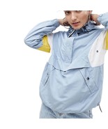 Bershka Blue White Yellow Colorblock Anorak Half Zip Snap Windbreaker si... - $19.24