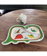 Vintage 1987 Oneida Dinosaur Toddler Divided Plate With Handle Sippy Cup... - $430.59 MXN