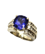 4.79CT Tanzanite &amp; Diamond 14K White Gold Ring - £1,710.00 GBP