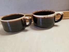 2 Pfaltzgraff Brown Drip Glazed Coffee Cups Mugs - £5.55 GBP