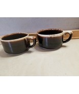 2 Pfaltzgraff Brown Drip Glazed Coffee Cups Mugs - £5.60 GBP