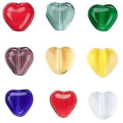 Lot of 10 Czech Glass Little 6mm Heart Shaped Beads with Hole - $10.00