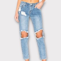 REVOLVE Superdown Angie Girlfriend Straight Leg Distressed Denim Jeans Size 27 - £30.16 GBP