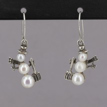 Vintage Shube&#39;s for Silpada Sterling Silver Pearl Snowman Dangle Earring... - $39.99