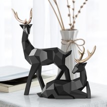 Geometric Deer Resin Statue Nordic Decoration Home Decor Statues Abstract Deer F - £49.68 GBP