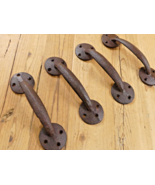 4 Cast Iron Antique Style Barn Handles Gate Pull Shed Door Handles Rusti... - $22.99