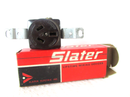 Vtg Slater Electric Inc. No. S-330-BR Single Ground Receptacle Brown Bakelite Bx - £7.00 GBP