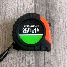 Pittsburgh 25 Ft x 1 In Tape Measure Orange Black Rubber Grip SAE Steel ... - $7.12