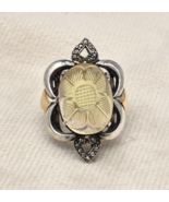 Antique Lemon Quartz Carved Diamond 18k Gold 925 Silver Ladies Victorian... - €280,57 EUR