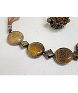 Tiger&#39;s Eye Necklace &amp; Cocktail Ring Set Striped Stone Beaded Adjustable... - £22.82 GBP