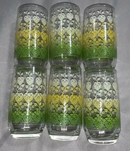 6 Decorative Green to Yellow Gradient Tea Glasses - $12.62