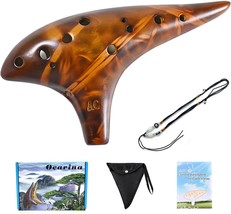 Ocarina, 12 Holes Alto C Key Ceramic Ocarinas With Songbook Neck Strap Bag, - £31.29 GBP