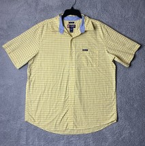 Chaps Mens Linen / Cotton Shirt Large Plaid Pink Button Up Long Sleeve - $10.35