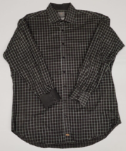 Men&#39;s TD Thomas Dean Charcoal Gray Square Check Button Up Shirt - Size XXL - £15.23 GBP