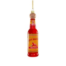 HOT SAUCE ORNAMENT 6&quot; Glass Christmas Tree Spicy Chili Condiment Bottle NEW - £14.86 GBP