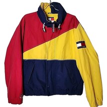 Tommy Hilfiger Men L Sailing Gear Full Zip Hidden Hood Color Block Jacket - £65.65 GBP