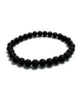 6mm Black Agate Bead Bracelet - Protection and Grounding Stone - £13.15 GBP