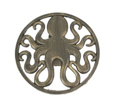 Antique Bronze Finished Cast Iron Octopus Wall Hanging 11.75 Inches In Diameter - £23.72 GBP