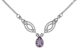 Jewelry Trends Celtic Infinity Knot Amethyst Teardrop Sterling Silver Pendant Ne - £67.13 GBP
