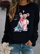 Super Mom Printed Hoodies Women Fleece Long Sleeve O Neck Loose Sweatshirt Girls - £53.72 GBP