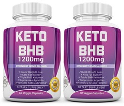 KETO BHB 2X 1200mg Pure Ketone Fat Burner Weight Loss Diet 120 Pills Ketosis - £15.74 GBP