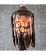 Upcycled Flannel Shirt Shacket, Retro Fall Vibes Custom Pumpkin Colors, XL - $32.71