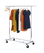 Heavy Duty Rolling Clothes Garment Rack Single Hanging Clothing Stand W/... - £71.89 GBP