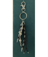 Handcrafted Keychain/Purse charm, Black/Gray/Silver/Clear Rondelle & Seed beads