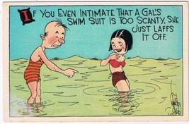 Postcard Gal&#39;s Swimsuit Is Too Scanty She Laughs It Off - £7.85 GBP