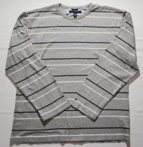 Men&#39;s Tommy Hilfiger Crew Neck Long Sleeve Gray White Navy Striped Sweat... - £11.35 GBP