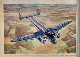 Vintage Lockheed Lodestar Transport Military Aircraft Litho Art Print 22x17 - £15.81 GBP
