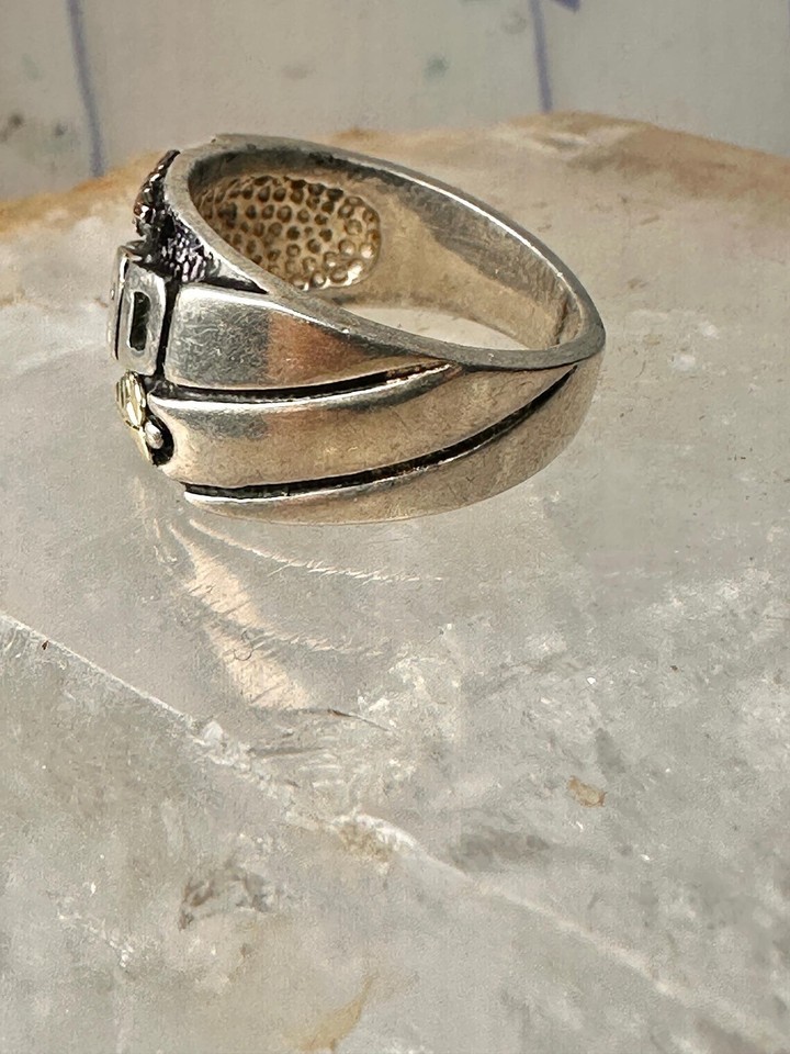 Black Hills Gold ring size 6.50 Fathers Day DAD leaves band sterling silver men Item image 5