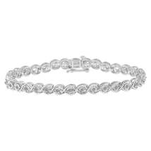 Elegant .925 Sterling Silver Diamond Criss-cross Miracle-set 7’’ Bracelet - $213.00