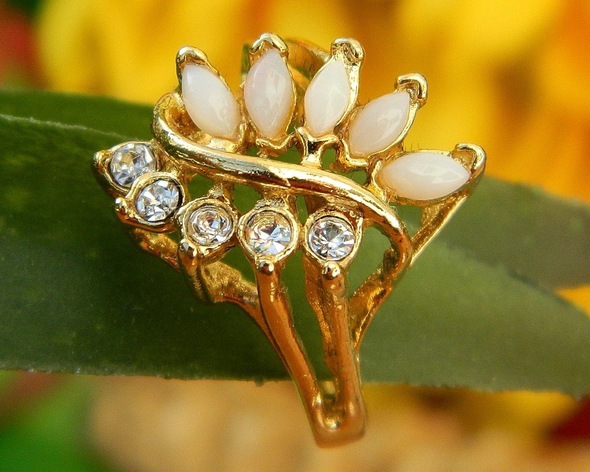 Vintage Uncas Faux Opals Clear Rhinestones and 50 similar items
