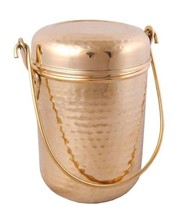 Brass Milk Can Barni  Pot/Oil Can with Lid &amp; Handle Hammered 1.6L - £59.32 GBP