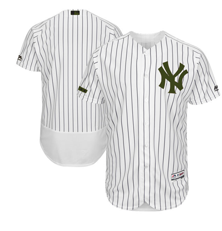 Men's New York Yankees Blank Jersey White Baseball Flexbase Green Stitched - $42.98