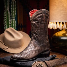 Marco Di Milano Genuine Snake Skin Cowboy Boot Kansas Brown image 8