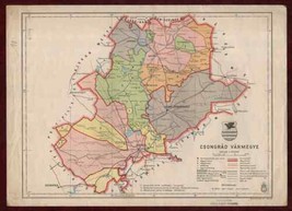 Vintage Map Csongrad County Hungary Balkan WWII 1941 - £51.97 GBP