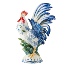 Fitz &amp; Floyd Sicily Blue Rooster Figurine Gift Box Pkg - $247.49