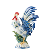 Fitz &amp; Floyd Sicily Blue Rooster Figurine Gift Box Pkg - $247.49