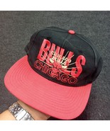 Vintage Chicago Bulls Hat Cap Black Red Script Logo NBA AJD Rare 90s VTG - £54.61 GBP