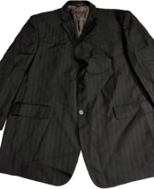 Angelo Rossi Mens Sports Coat Black Striped Inner Pockets Button Sleeve - $40.95